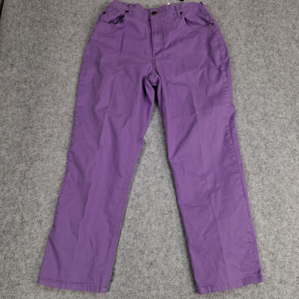 Bend Over Pants Womens 14P Purple Stretch Denim Straight Leg Elastic Waist